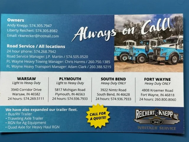 Reichert -Knepp 24 HOUR Towing Fort Wayne Indiana